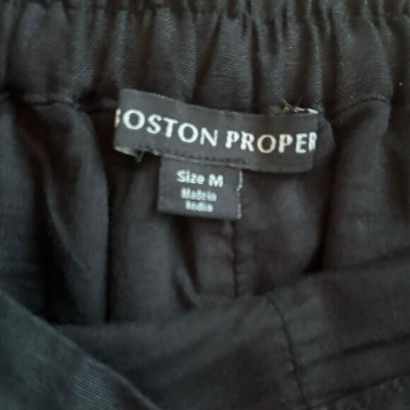 Boston Proper Effortless Pull-On Linen Blend Shorts Black Size Medium Pockets - Picture 6 of 8